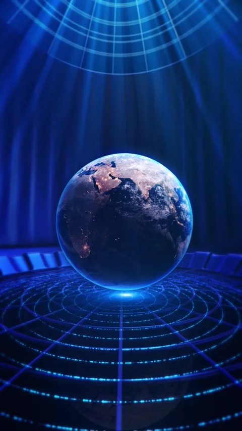 Digital Planet Projection Futuristic Data Visualization Sphere environment showi Stock Footage 341908126