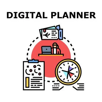 Digital planner concept representing schedule and project management 스톡 일러스트