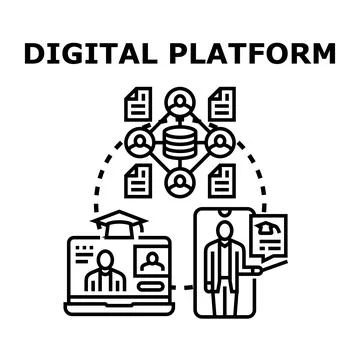 Digital platform connecting users with online education content Illustrazione stock