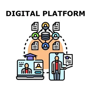 Digital platform connecting users with online education content イラスト素材