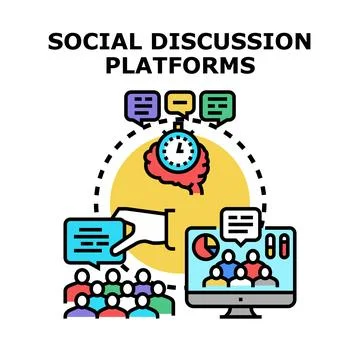 Digital platform enabling social discussion and online communication Stock Illustration