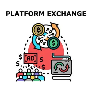 Digital platform exchange facilitating financial and user transactions Stock Illustration