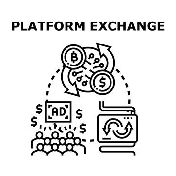 Digital platform exchange facilitating financial and user transactions Stock Illustration