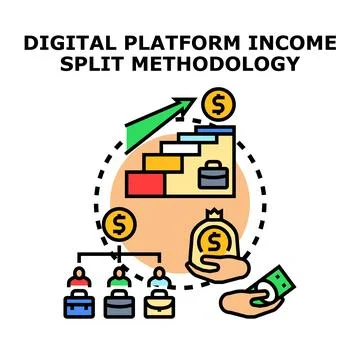 Digital platform income splitting methodology generating earnings Stock Illustration