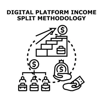 Digital platform income splitting methodology generating earnings Stock Illustration