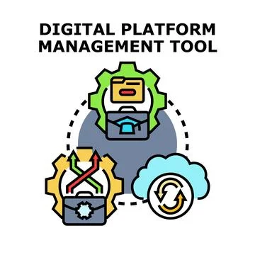 Digital platform management tool concept illustration Ilustração Stock
