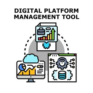 Digital platform management tool developing business solutions Illustrazione stock