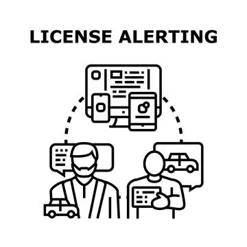 Digital platform providing license alerting for vehicle owners Stock Illustration