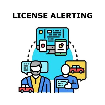 Digital platform providing license alerting for vehicle owners Stock Illustration