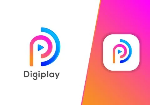 Digital Play Media Internet Technology Logo Design Stock Illustration