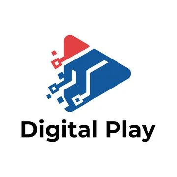 Digital Play Pixel Circuit Modern Technology Logo Template Stock Illustration