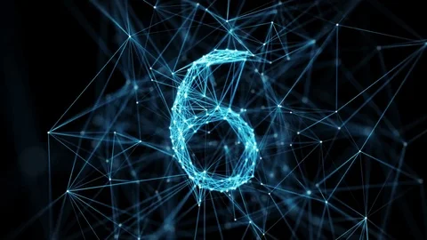 Digital Plexus Countdown - Rotating Abstract Motion Alpha Matte 4k Stock Footage 73749249