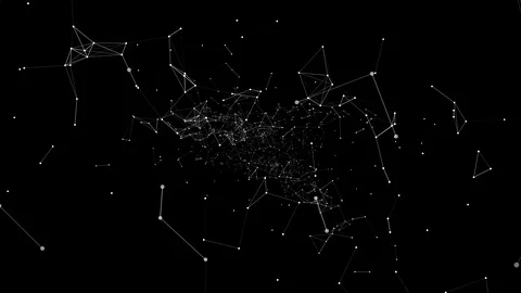 Digital plexus network in virtual space coming closer, zooming out. 스톡 동영상 124494166