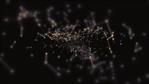 Digital plexus network in virtual space coming closer, zooming out. 스톡 동영상 124500131