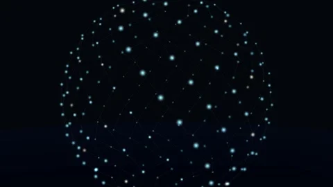 Digital plexus sphere with glowing nodes seamless loop animation Video stock 347073561
