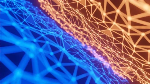Digital plexus wave triangulation shapes, Futuristic technology neural networks, Stock Footage 231660797