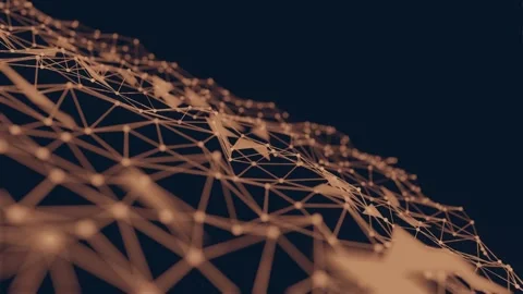 Digital plexus wave triangulation shapes, Futuristic technology neural networks, Stock Footage 234046387