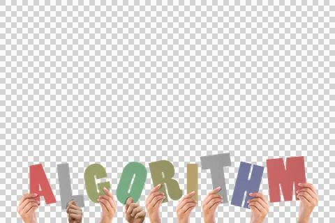 Digital png illustration of algorithm text on transparent background Stock Photos