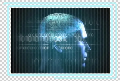 Digital png illustration of binary language with human head on transparent Illustrazione stock