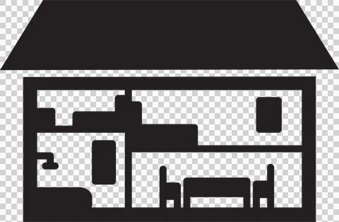 Digital png illustration of black house on transparent background Ilustración de archivo