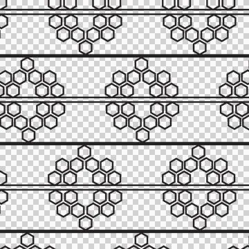 Digital png illustration of black pattern of hexagons on transparent background Stock Illustration