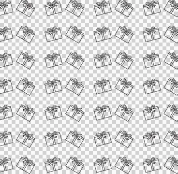 Digital png illustration of black pattern of repeated presents on transparent Illustrazione stock