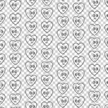 Digital png illustration of black pattern of repeated hearts on transparent Stock Illustration