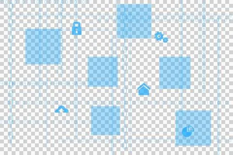 Digital png illustration of blue binary codes and icons Illustrazione stock