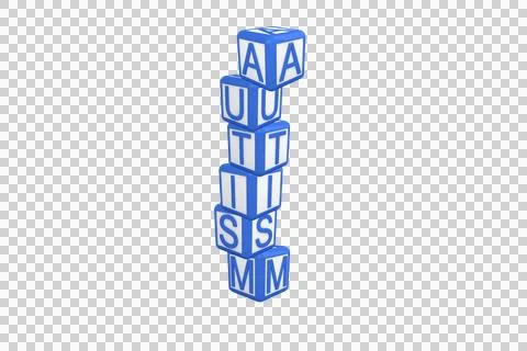 Digital png illustration of blue cubes with autism text on transparent Stock Photos