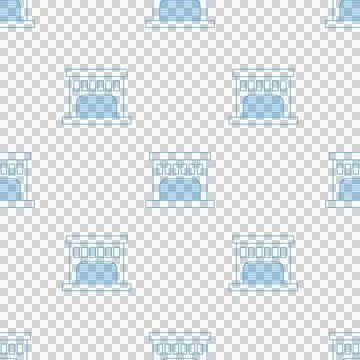 Digital png illustration of blue pattern of repeated buildings on transparent 스톡 일러스트