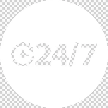 Digital png illustration of circle with timer icon and 24 7 text on transparent Stock Illustration
