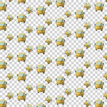 Digital png illustration of colourful pattern of repeated school buses on 스톡 일러스트