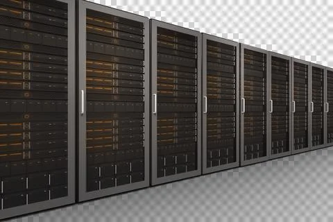 Digital png illustration of computer server room on transparent background Stock Illustration