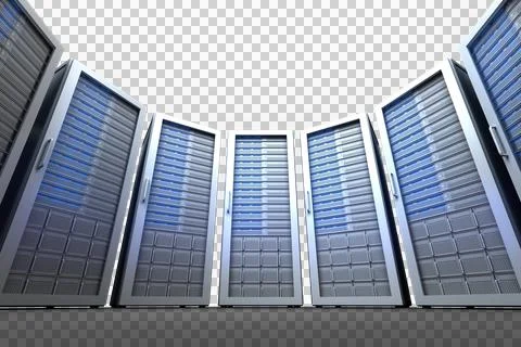 Digital png illustration of computer server towers on transparent background Stock-Illustration