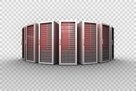 Digital png illustration of computer servers on transparent background Stock Illustration