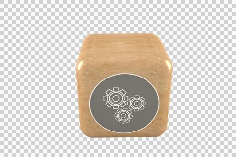 Digital png illustration of cube with cogs on transparent background Stock Illustration