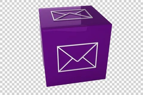 Digital png illustration of cube with envelope symbol on transparent background Stock Photos