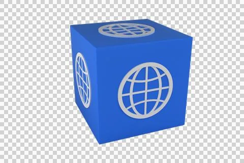 Digital png illustration of cube with globe symbol on transparent background Stock Illustration