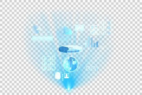 Digital png illustration of data processing with diagrams and globe on イラスト素材
