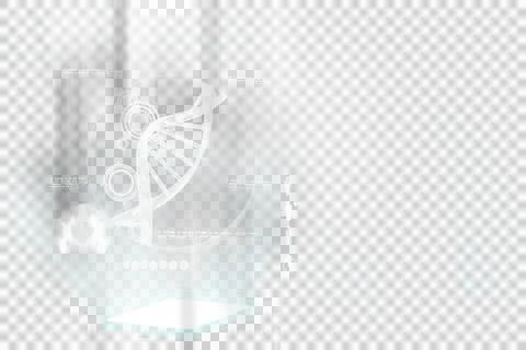 Digital png illustration of data processing with dna strand on transparent Illustrazione stock