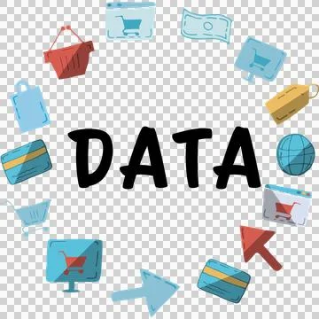 Digital png illustration of data text on transparent background Illustrazione stock