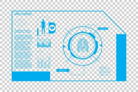 Digital png illustration of digital interface with medical data processing on Stock Illustration