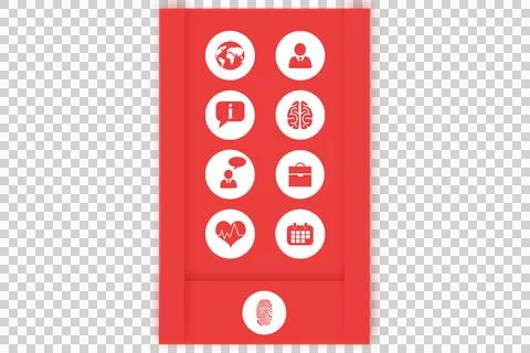 Digital png illustration of digital interface with icons on transparent Illustrazione stock