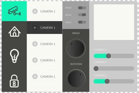 Digital png illustration of digital interface with house security panels on イラスト素材