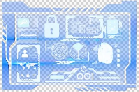 Digital png illustration of digital interface with data processing on Stock Illustration