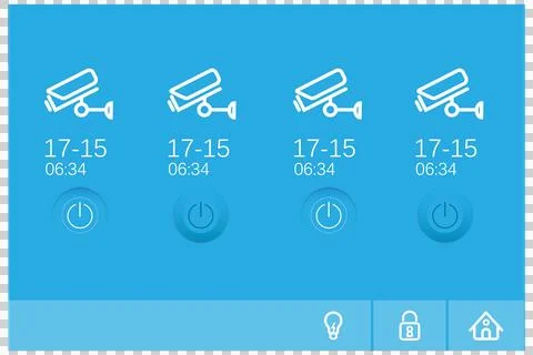 Digital png illustration of digital interface with security cameras on Stock Illustration