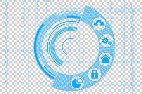 Digital png illustration of digital interface on transparent background Illustrazione stock