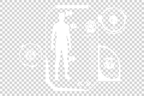 Digital png illustration of digital interface with human model and data on 库存插图