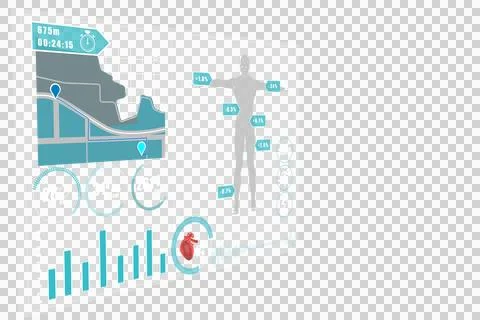 Digital png illustration of digital interface with vital signs on transparent Illustrazione stock