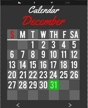 Digital png illustration of digital interface with calendar with december on Stockillustratie